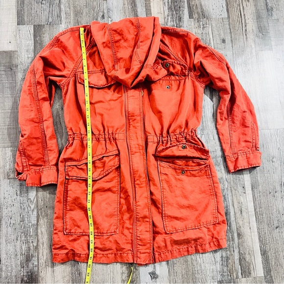 Loft Harvest orange Anorak utility hoodie linen blend Jacket womens M NWOT - Picture 10 of 11